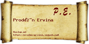 Prodán Ervina névjegykártya
